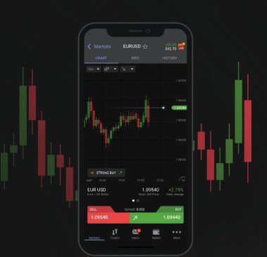 Aplicativo de negociação com gráfico EUR/USD